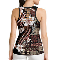Samoa Siapo Tribal Pattern Hollow Tank Top Brown Polynesian Plumeria Tapa Motif LT9 - Polynesian Pride