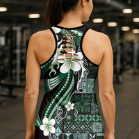 Samoa Siapo Tribal Pattern Hollow Tank Top Forest Green Polynesian Plumeria Tapa Motif LT9 - Polynesian Pride