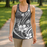 Samoa Siapo Tribal Pattern Hollow Tank Top Light Gray Polynesian Plumeria Tapa Motif LT9 - Polynesian Pride