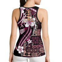 Samoa Siapo Tribal Pattern Hollow Tank Top Violet Polynesian Plumeria Tapa Motif LT9 - Polynesian Pride