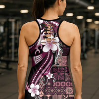 Samoa Siapo Tribal Pattern Hollow Tank Top Violet Polynesian Plumeria Tapa Motif LT9 - Polynesian Pride