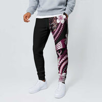 Samoa Siapo Tribal Pattern Jogger Pants Violet Polynesian Plumeria Tapa Motif LT9 - Polynesian Pride