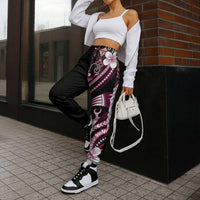 Samoa Siapo Tribal Pattern Jogger Pants Violet Polynesian Plumeria Tapa Motif LT9 - Polynesian Pride