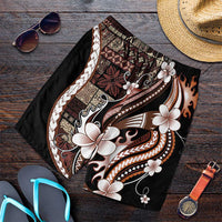Samoa Siapo Tribal Pattern Shorts for Men Brown Polynesian Plumeria Tapa Motif LT9 Brown - Polynesian Pride
