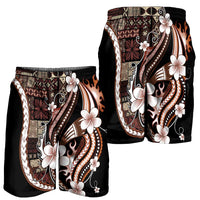 Samoa Siapo Tribal Pattern Shorts for Men Brown Polynesian Plumeria Tapa Motif LT9 - Polynesian Pride