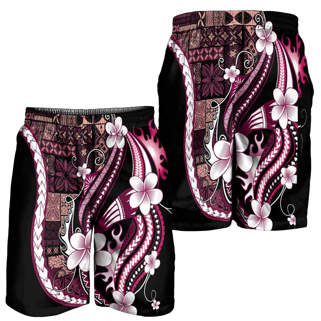 Samoa Siapo Tribal Pattern Shorts for Men Violet Polynesian Plumeria Tapa Motif LT9 - Polynesian Pride