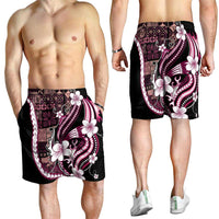 Samoa Siapo Tribal Pattern Shorts for Men Violet Polynesian Plumeria Tapa Motif LT9 - Polynesian Pride