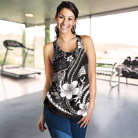 Samoa Siapo Tribal Pattern Women Racerback Tank Black Polynesian Plumeria Tapa Motif LT9 - Polynesian Pride