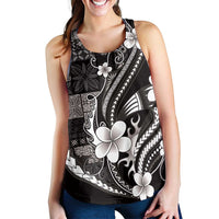 Samoa Siapo Tribal Pattern Women Racerback Tank Black Polynesian Plumeria Tapa Motif LT9 - Polynesian Pride