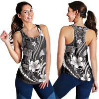 Samoa Siapo Tribal Pattern Women Racerback Tank Black Polynesian Plumeria Tapa Motif LT9 - Polynesian Pride