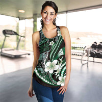 Samoa Siapo Tribal Pattern Women Racerback Tank Forest Green Polynesian Plumeria Tapa Motif LT9 - Polynesian Pride