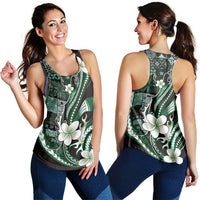 Samoa Siapo Tribal Pattern Women Racerback Tank Forest Green Polynesian Plumeria Tapa Motif LT9 - Polynesian Pride