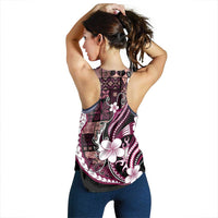 Samoa Siapo Tribal Pattern Women Racerback Tank Violet Polynesian Plumeria Tapa Motif LT9 - Polynesian Pride