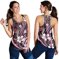 Samoa Siapo Tribal Pattern Women Racerback Tank Violet Polynesian Plumeria Tapa Motif LT9 - Polynesian Pride