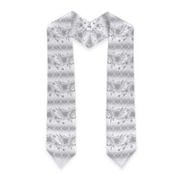 Samoa White Sunday Graduation Stole Samoan Tapa White Hibiscus LT05 - Polynesian Pride