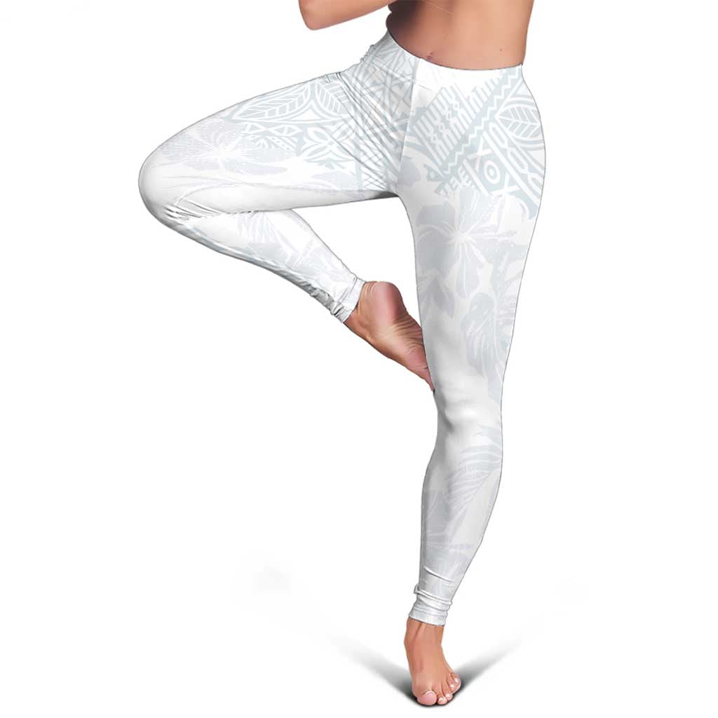 Samoa White Sunday Leggings Hibiscus Special