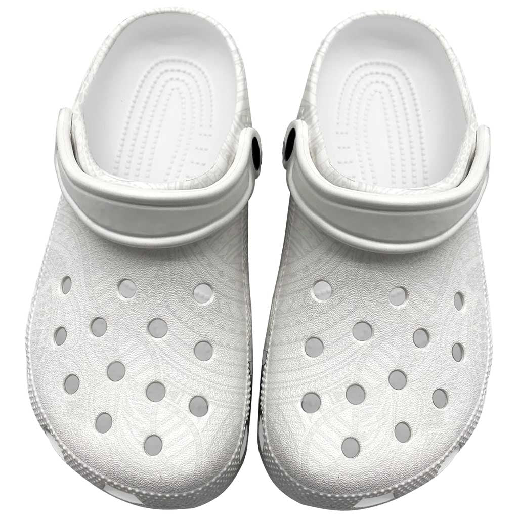 Samoan DNA Art Tattoo Clogs Shoes Polynesian Pattern All White