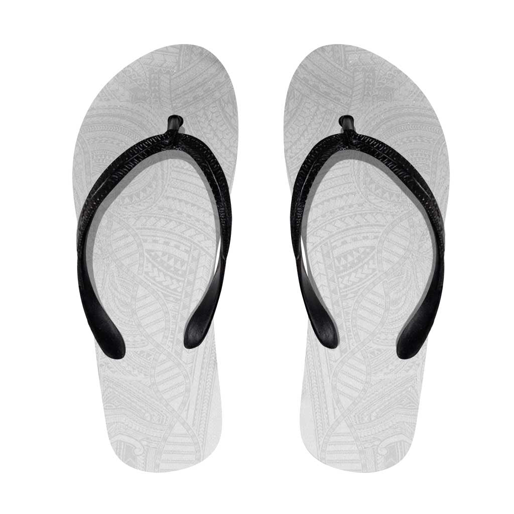 Samoan DNA Art Tattoo Flip Flops Polynesian Pattern All White LT03 White - Polynesian Pride