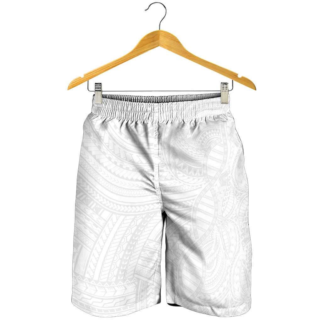 Samoan DNA Art Tattoo Shorts for Men Polynesian Pattern All White LT03 - Polynesian Pride