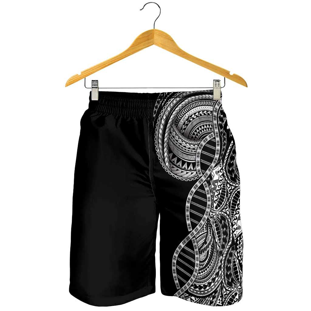 Samoan DNA Art Tattoo Shorts for Men Polynesian Pattern Black Color LT03 - Polynesian Pride