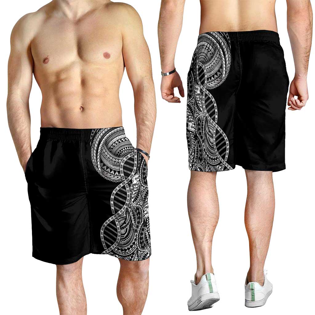 Samoan DNA Art Tattoo Shorts for Men Polynesian Pattern Black Color LT03 - Polynesian Pride