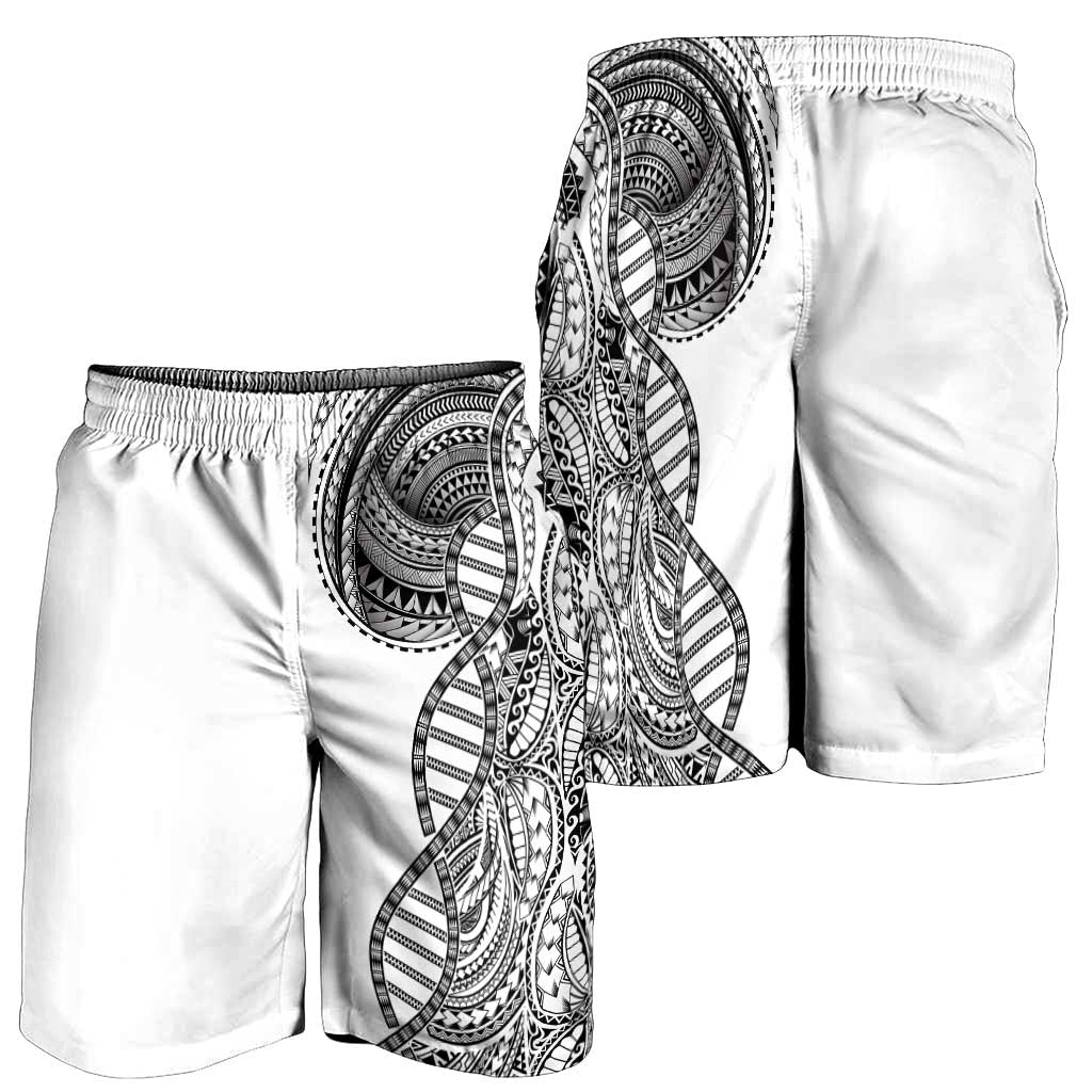Samoan DNA Art Tattoo Shorts for Men Polynesian Pattern White Color LT03 - Polynesian Pride