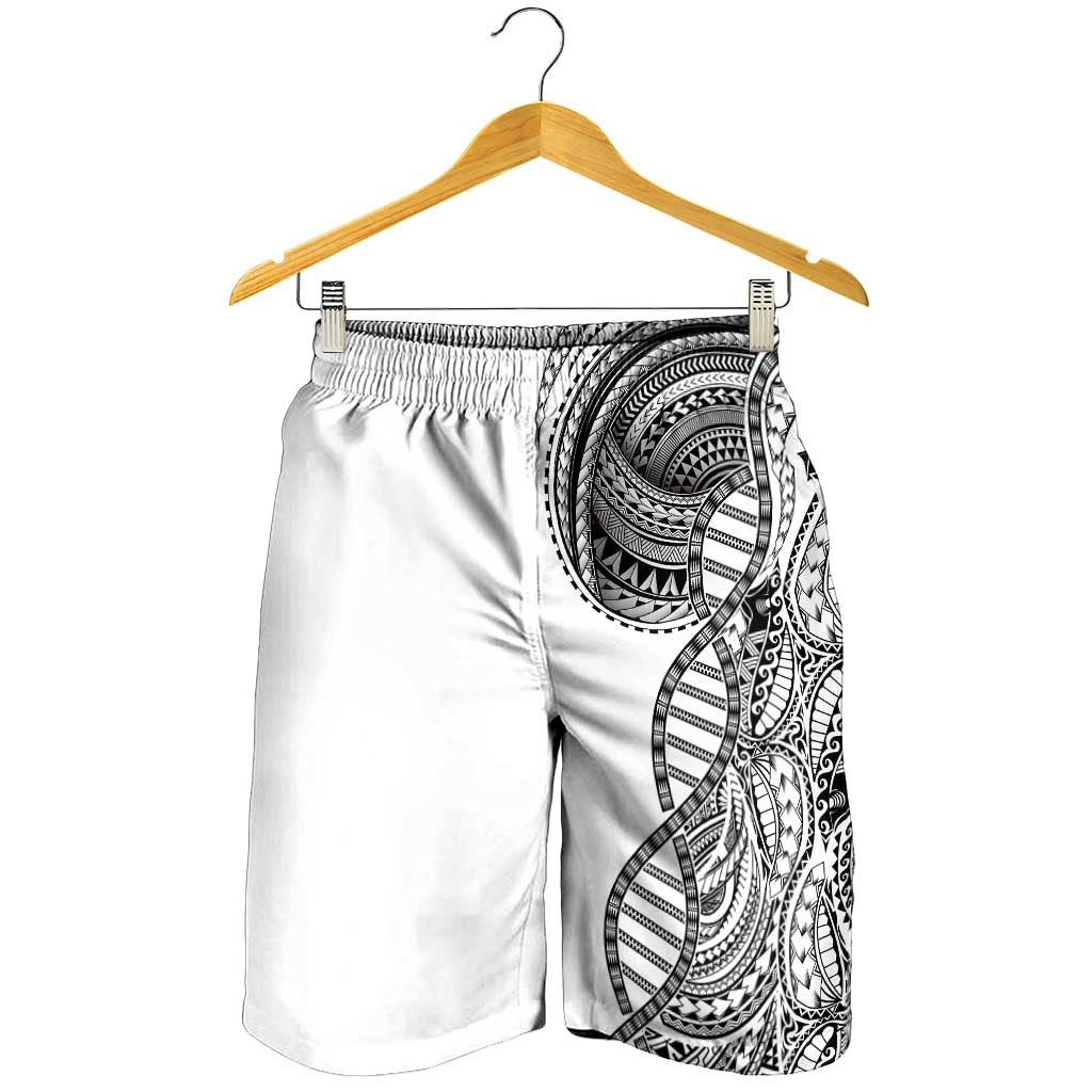 Samoan DNA Art Tattoo Shorts for Men Polynesian Pattern White Color LT03 - Polynesian Pride