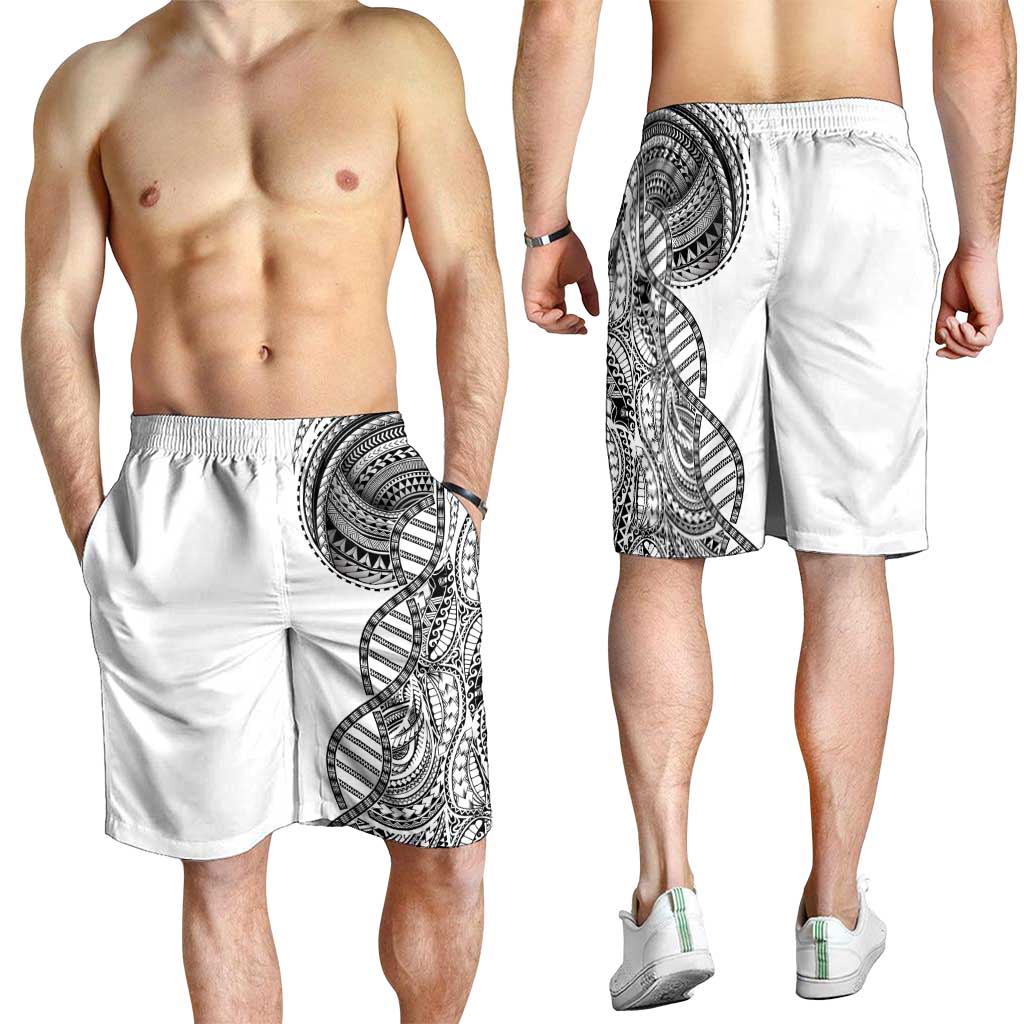 Samoan DNA Art Tattoo Shorts for Men Polynesian Pattern White Color LT03 - Polynesian Pride