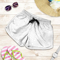 Samoan DNA Art Tattoo Shorts for Women Polynesian Pattern All White