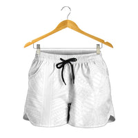 Samoan DNA Art Tattoo Shorts for Women Polynesian Pattern All White