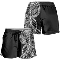 Samoan DNA Art Tattoo Shorts for Women Polynesian Pattern Black Color LT03 - Polynesian Pride
