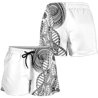 Samoan DNA Art Tattoo Shorts for Women Polynesian Pattern White Color LT03 - Polynesian Pride