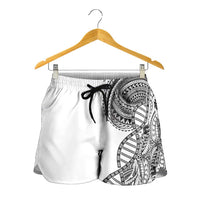 Samoan DNA Art Tattoo Shorts for Women Polynesian Pattern White Color LT03 - Polynesian Pride