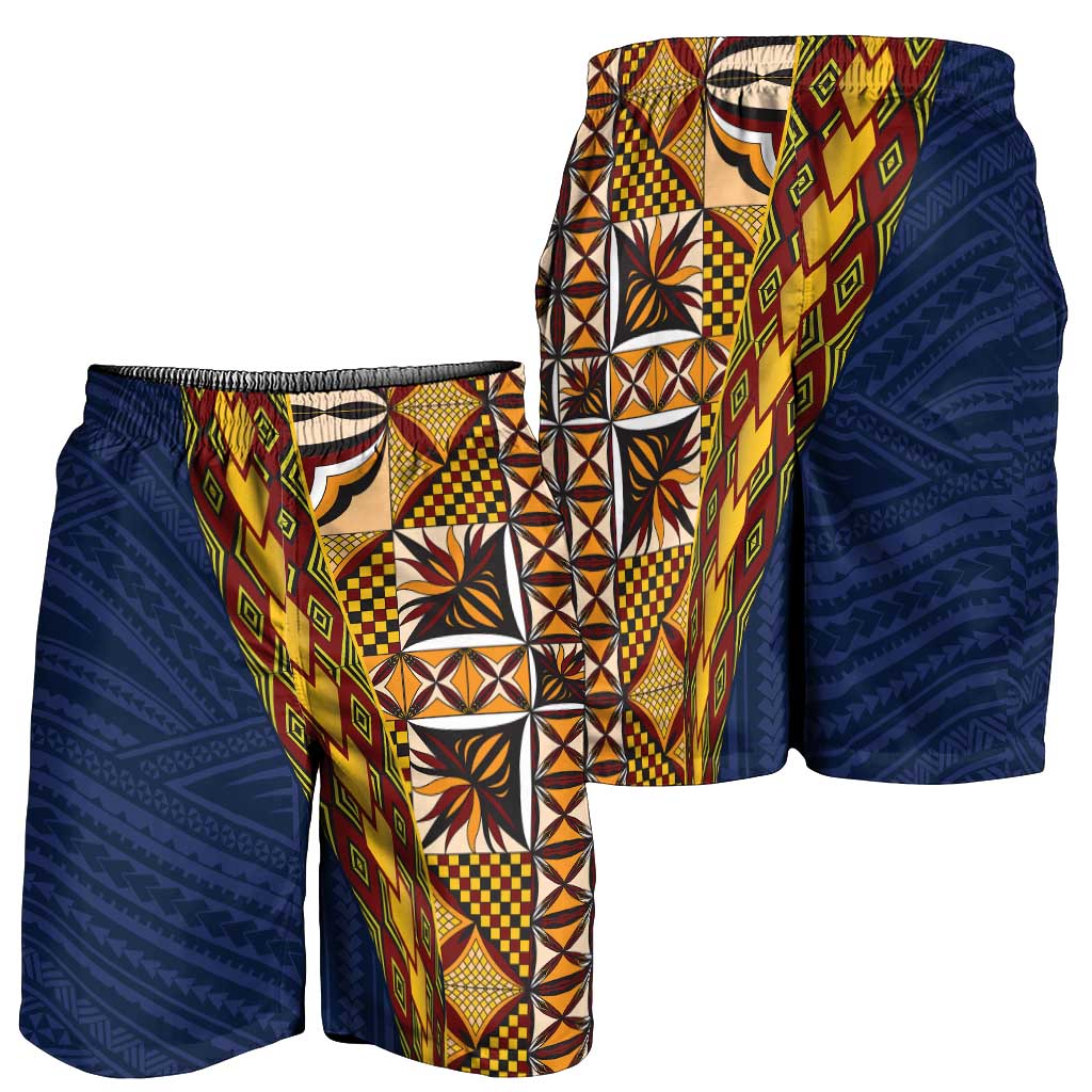 Samoan Siapo Shorts for Men Tatau Pattern Half Style LT03 - Polynesian Pride