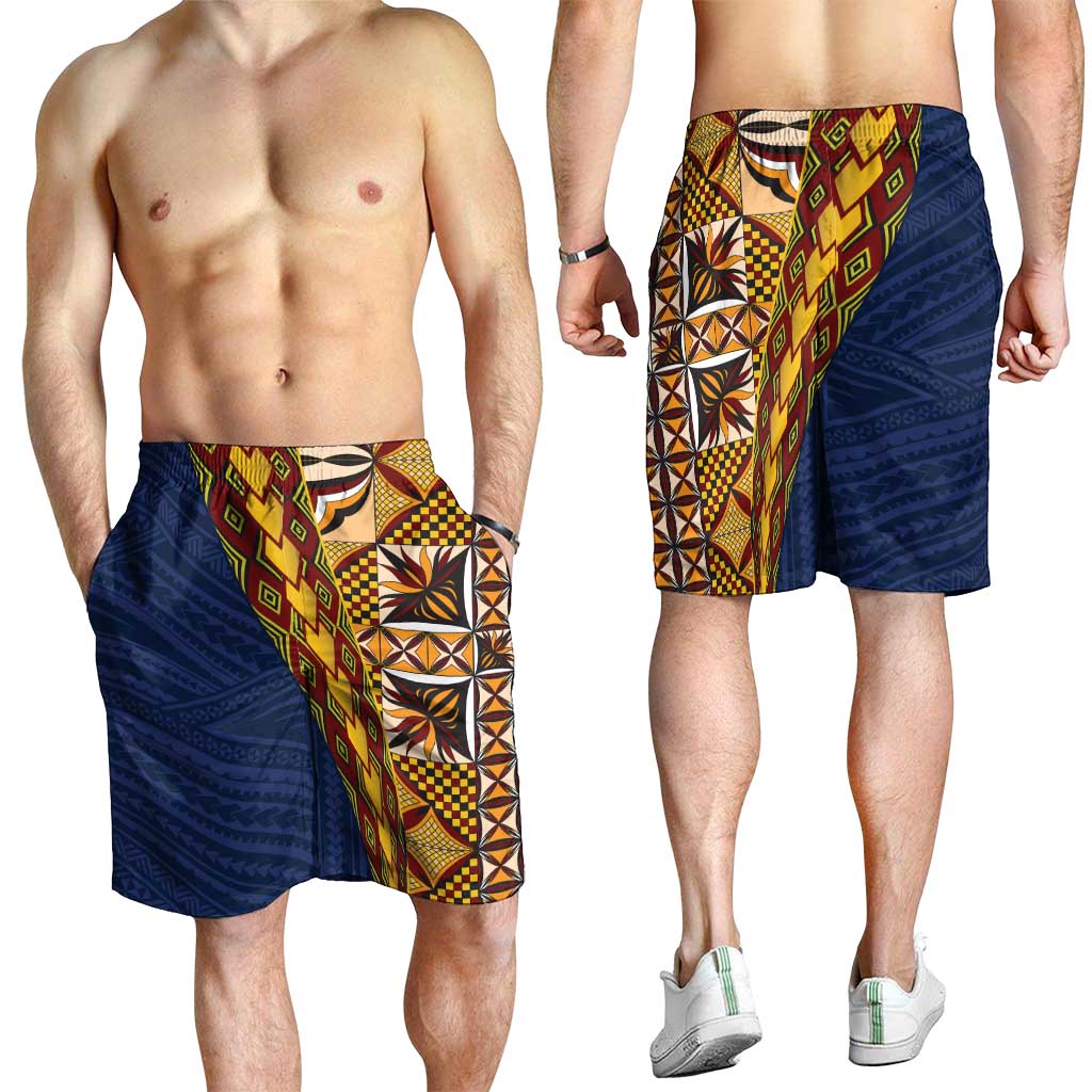Samoan Siapo Shorts for Men Tatau Pattern Half Style LT03 - Polynesian Pride