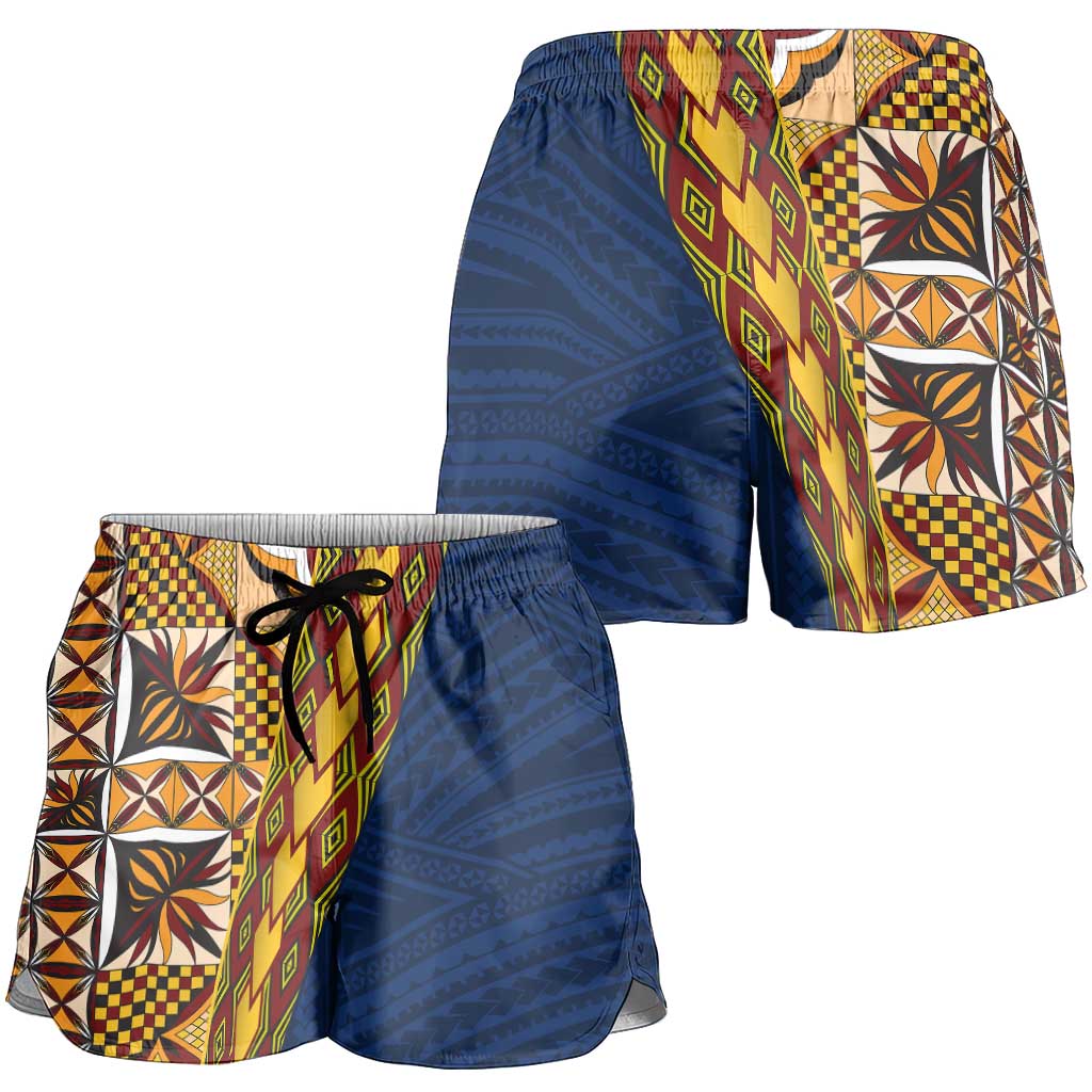 Samoan Siapo Shorts for Women Tatau Pattern Half Style LT03 - Polynesian Pride