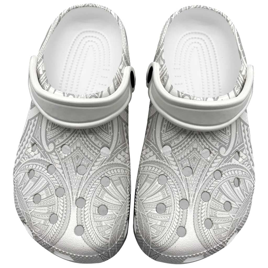 Samoan Traditional Art Tattoos Clogs Shoes Tatau Roman Reigns White Color - Polynesian Pride