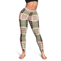 Seamless Pattern Pikake Lei Leggings Floral Squares Pikake - Polynesian Pride