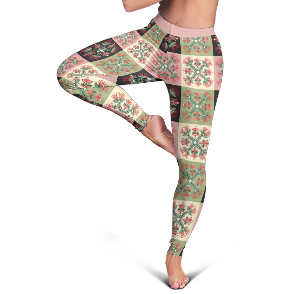 Seamless Pattern Pikake Lei Leggings Floral Squares Pikake - Polynesian Pride