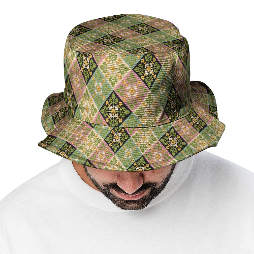 Seamless Pattern Puakenikeni and Kalo Bucket Hat - Polynesian Pride