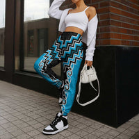 Sky Blue Niho Taniwha Mix Poutama Jogger Pants Unique Taniko Aotearoa LT01 - Polynesian Pride