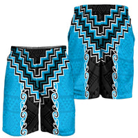 Sky Blue Niho Taniwha Mix Poutama Shorts for Men Unique Taniko Aotearoa LT01 - Polynesian Pride