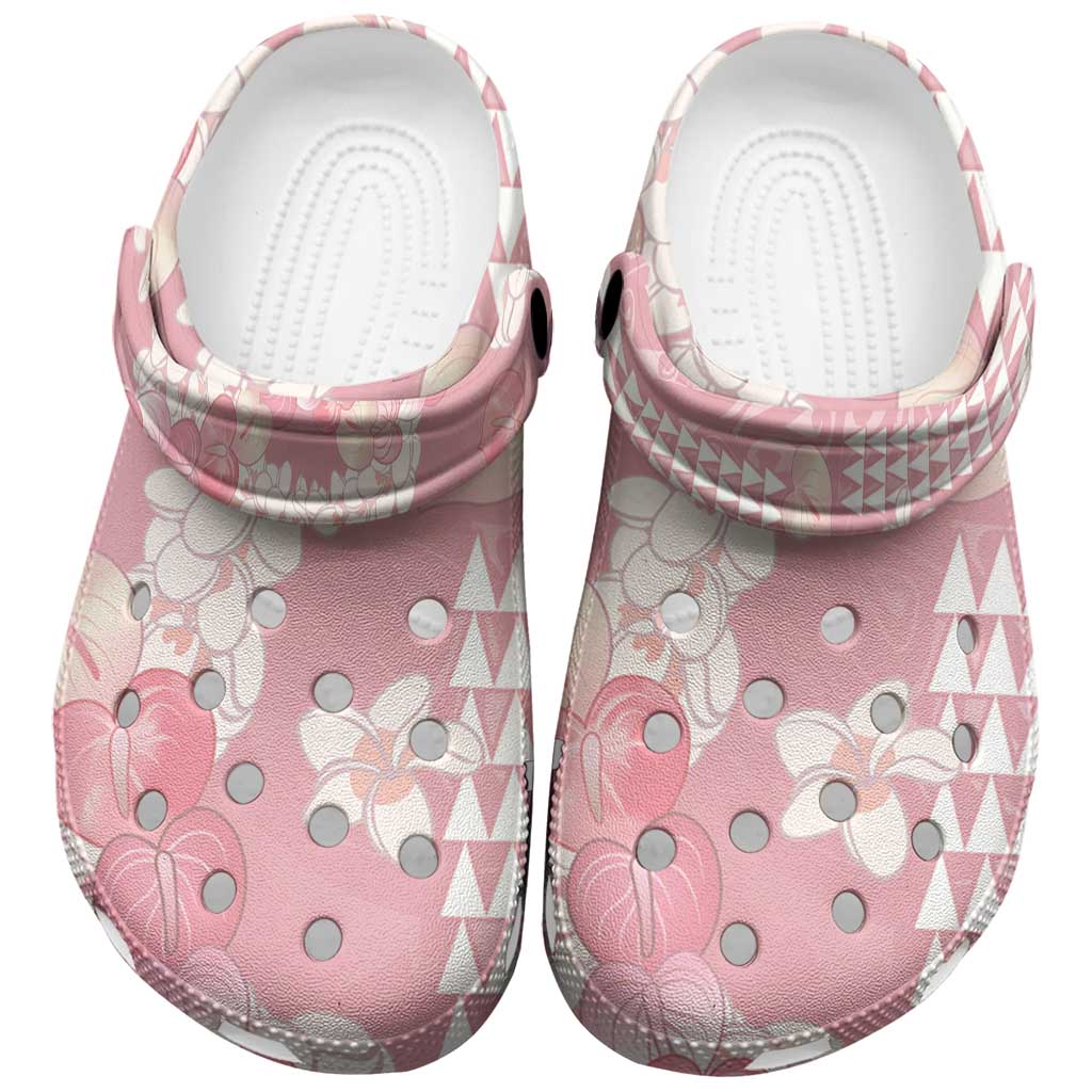 Soft Pink Hawaii Anthurium Plumeria Lei Clogs Shoes