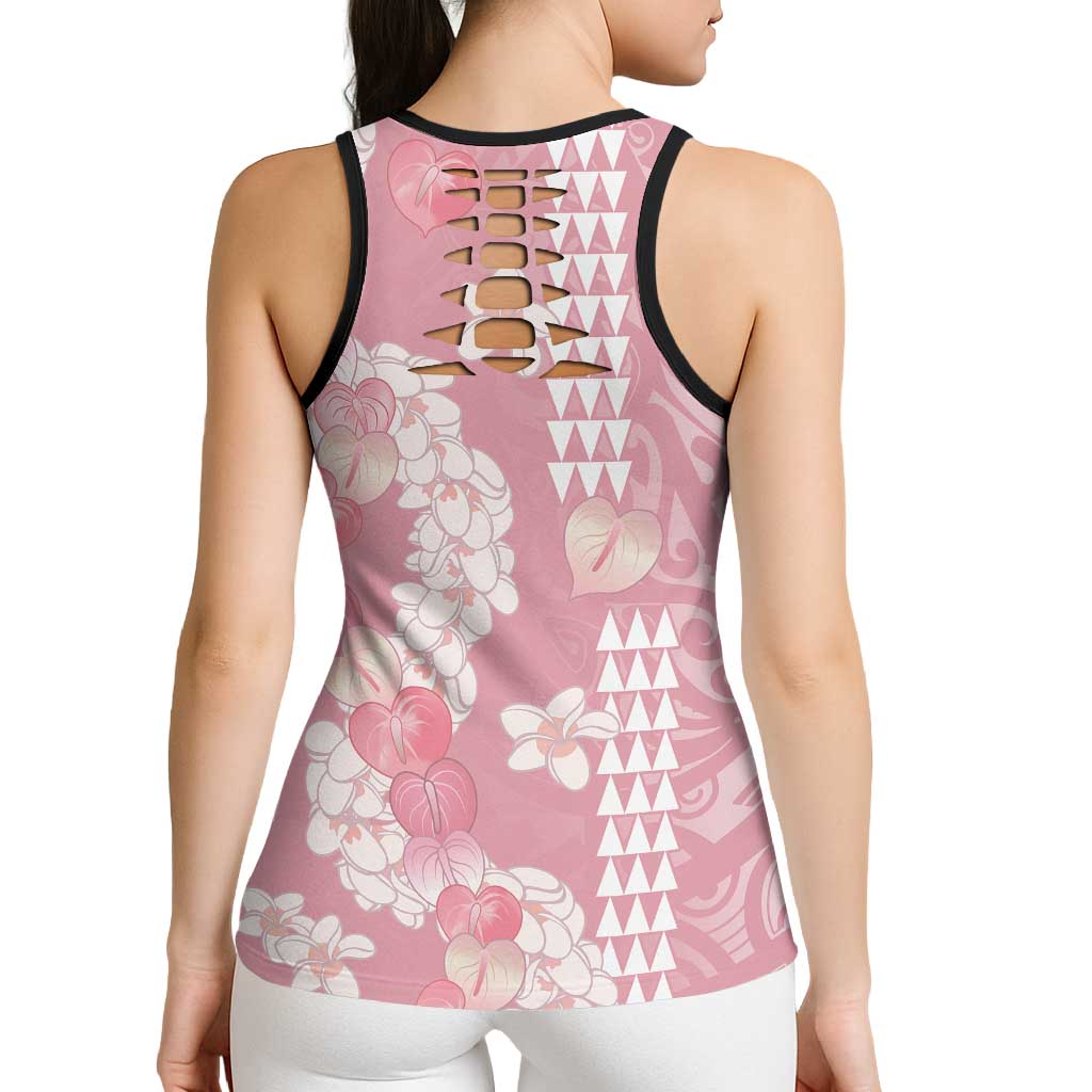 Soft Pink Hawaii Anthurium Plumeria Lei Hollow Tank Top LT9 - Polynesian Pride