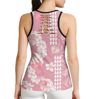 Soft Pink Hawaii Anthurium Plumeria Lei Hollow Tank Top LT9 - Polynesian Pride