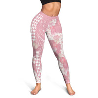Soft Pink Hawaii Anthurium Plumeria Lei Leggings LT9 - Polynesian Pride
