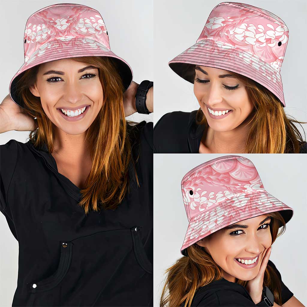 Soft Pink Mermaid Puakenikeni Maile Lei Bucket Hat LT01 - Polynesian Pride