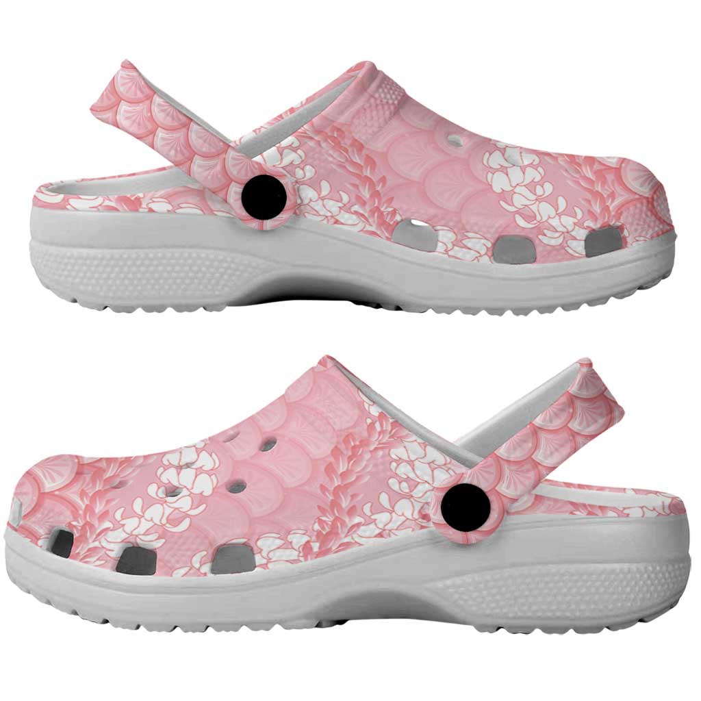 Soft Pink Mermaid Puakenikeni Maile Lei Clogs Shoes LT01 - Polynesian Pride