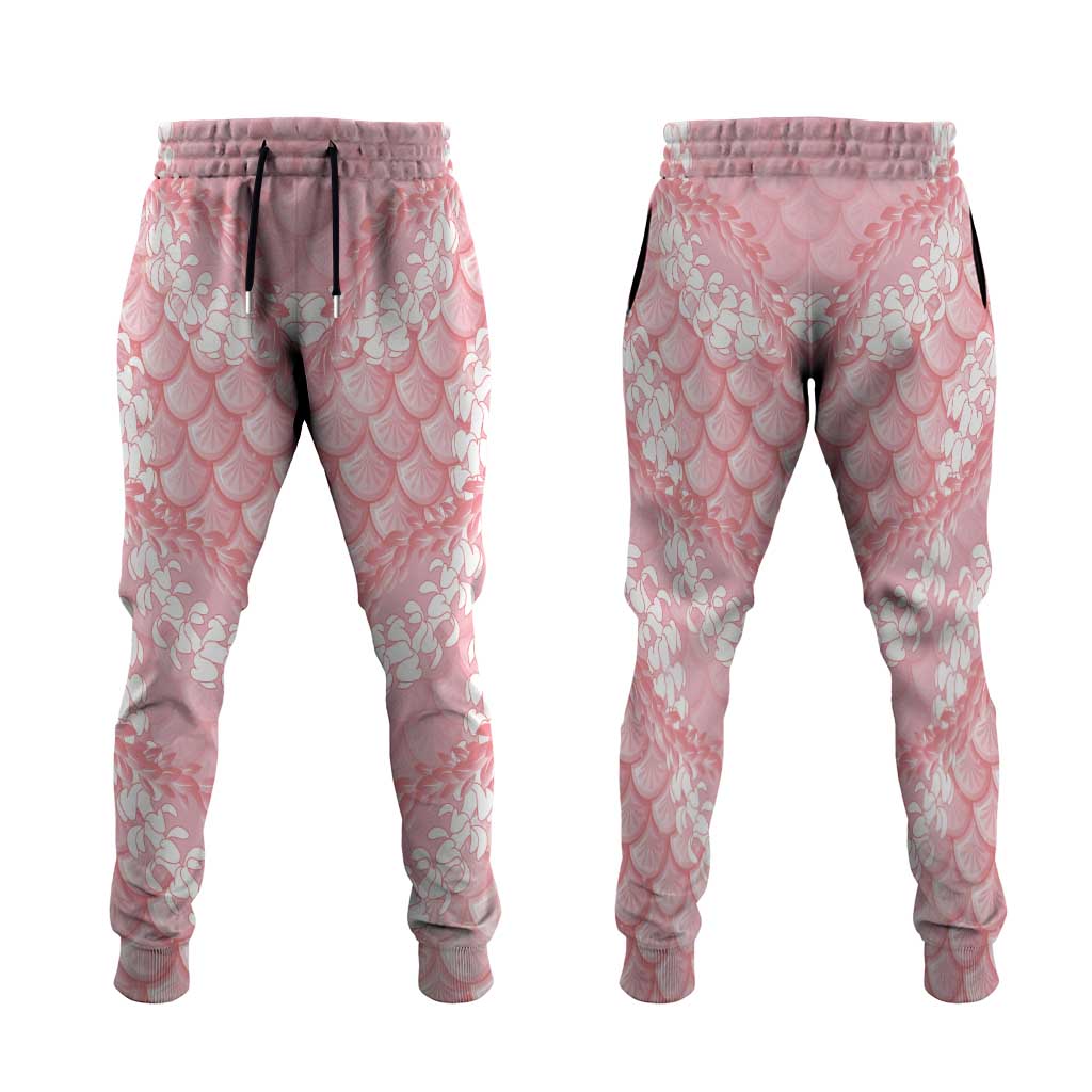 Soft Pink Mermaid Puakenikeni Maile Lei Jogger Pants LT01 Pink - Polynesian Pride