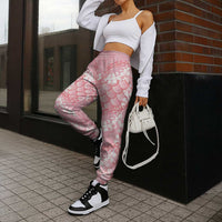 Soft Pink Mermaid Puakenikeni Maile Lei Jogger Pants LT01 - Polynesian Pride